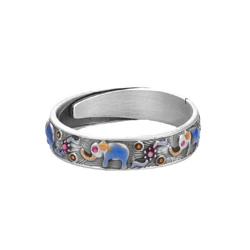 Simple Enamel Colorful Elephant Animal Open Rings For Men Women Hip Hop Fashion New Jewelry Gift Party Rock anillos