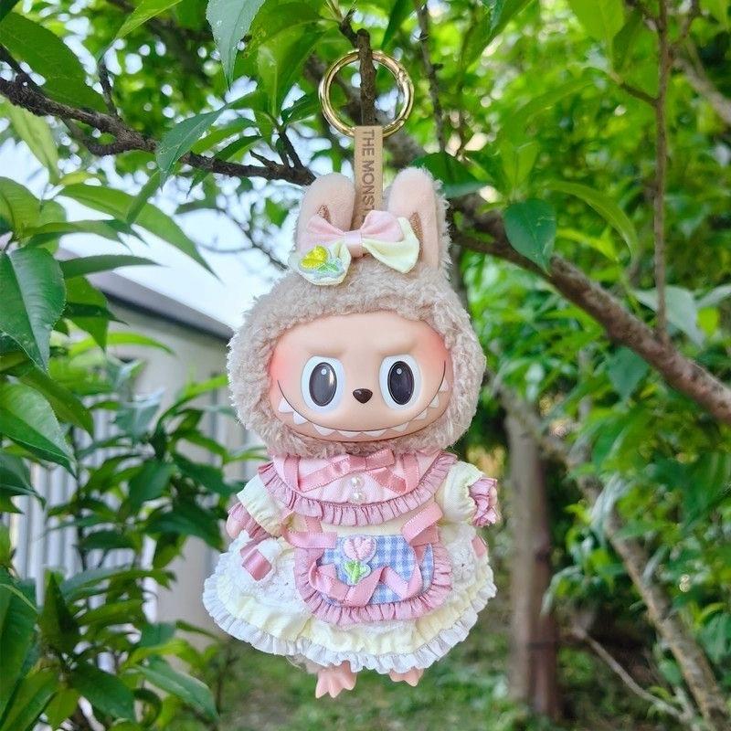Pandara Jewelry Unisex Non-Toxic 17Cm New For Labubu Spring Tulip Dress Cute Clothes Vinyl Doll Pendant Keychain Baby Clothes