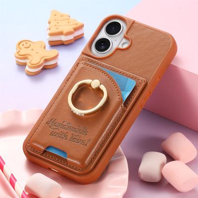 Business Leather Wallet Card Holder Case For IPhone 17 Air 16E 15 14Plus 13 12 11 Pro Max Shockproof Finger Ring Bracket Covers