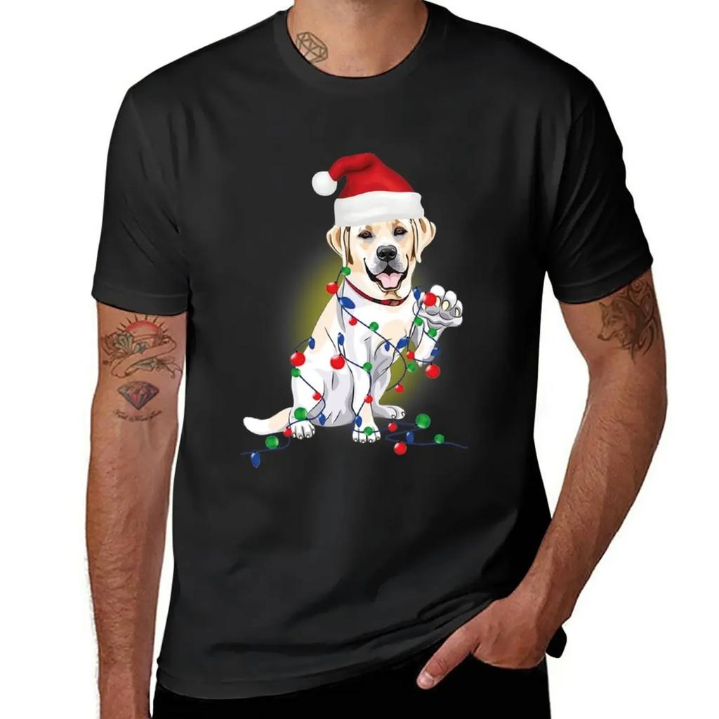 labrador Christmas Lights With Santa Hat Gift T-Shirt summer clothes shirts graphic tees mens t shirts pack