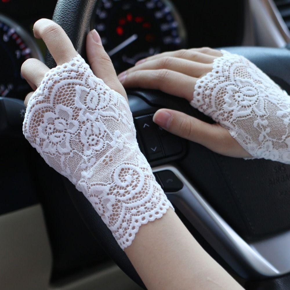 10/15/18/21cm Lace Half Finger Gloves Thin Driving Gloves  Summer Use