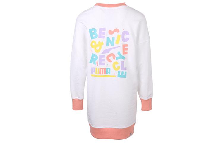 PUMA Long Sleeved Dresses Women s White Crew Neck Moderate Short 531436-02 M