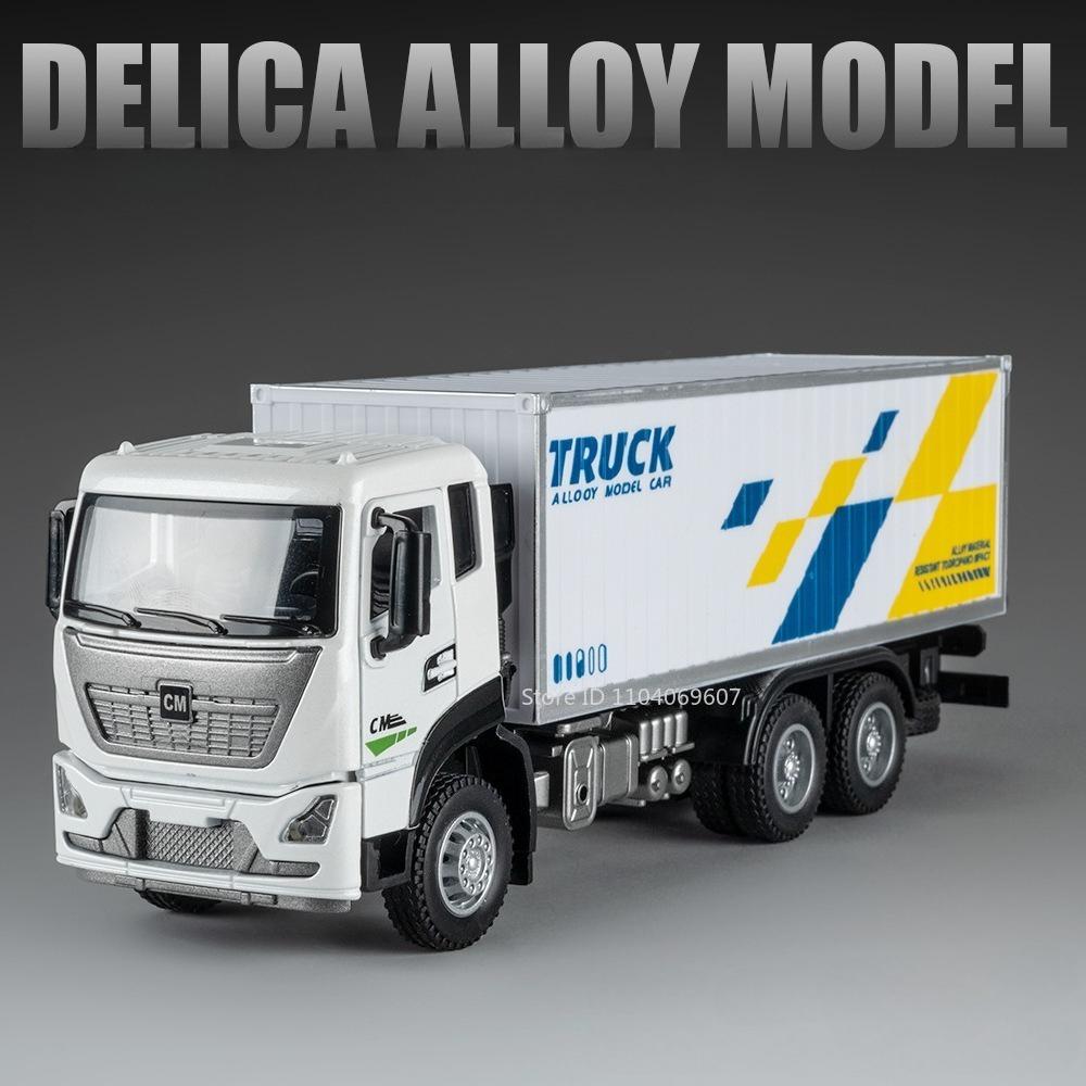 1:32 Muck Transport Container Car Model Car Toy Alloy Body Rubber Tire Sound Light Pull Back Engineering Truck Ornament Models