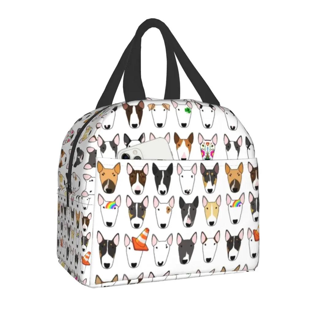 Bull Terrier With Flowers Lunch Box for Women Kids Multifunction Pet Dog Cooler Thermal Food Insulated Lunch Bag Office Work
