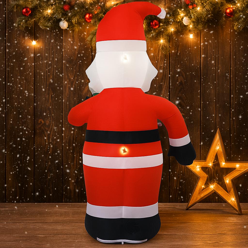 3.94FT Inflatable Santa Claus Candy Cane Toy Xmas Yard Decoration Festive Gift LED Lit Christmas Supplies Home Decor Ornament