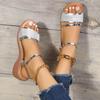 Summer New Rhinestone Thick-soled Comfortable Women's One-word Buckle Sandals Wedge Heel Sandals Women