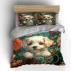 "Floral Puppy Decor Set" Soft Comfortable Duvet Cover Bedding Set Included 1*Duvet Cover & 2*Pillowcases Gift