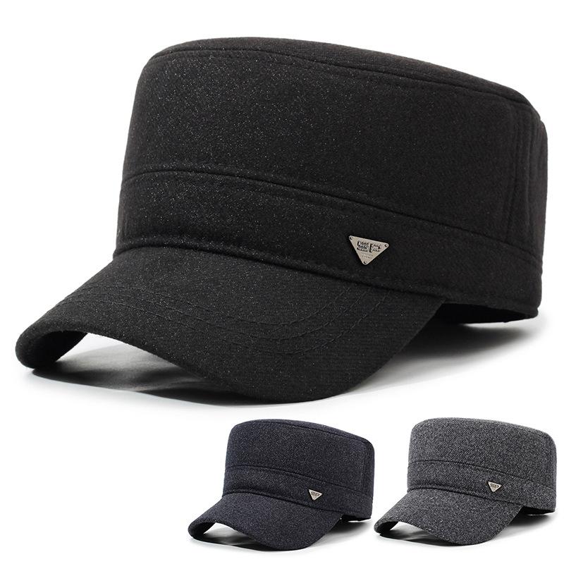 Hat Men's Winter Baseball Cap Middle-Aged and Elderly People's Cap Outdoor Sun Hat Flat Top Cap