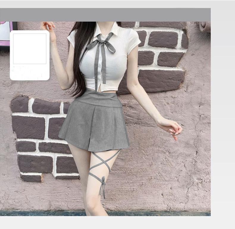 Korea Dongdaemun Slimming High Waist Academy Style A-Line Skirt Pants for Women