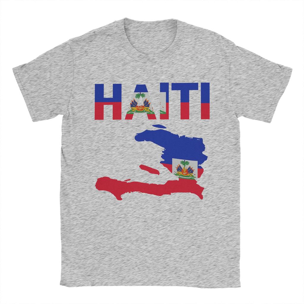 Herren T-Shirt Haiti Flaggentag von Haiti Vintage Baumwoll-T-Shirts Kurzarm-T-Shirts Rundhals-Oberteile Geschenkidee