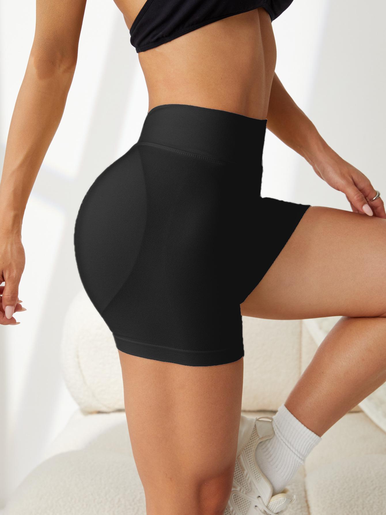 High-Waist Peach Seamless Fitness Shorts: Butt-Lifting, Slimming, Elastic Yoga Training Pants Small чёрный