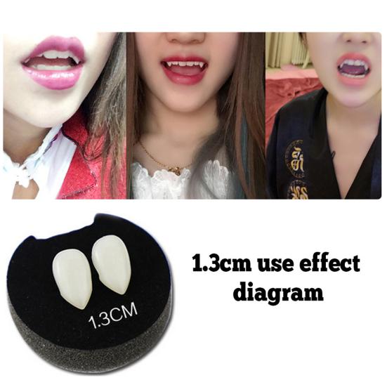 2Pcs Fake Luminous Vampire Teeth Fangs Dentures Halloween Cosplay Party Favors