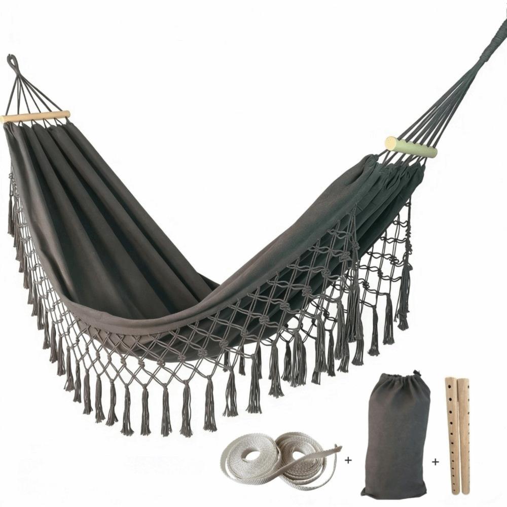Tassel Camping Hammock Bohemian Style Garden Swing Hammock Durable Double Hammock  Balcony
