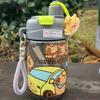 Cartoon Capybara Water Bottle 600ML Student Water Bottle Portable Double Drinking Cup  Summer