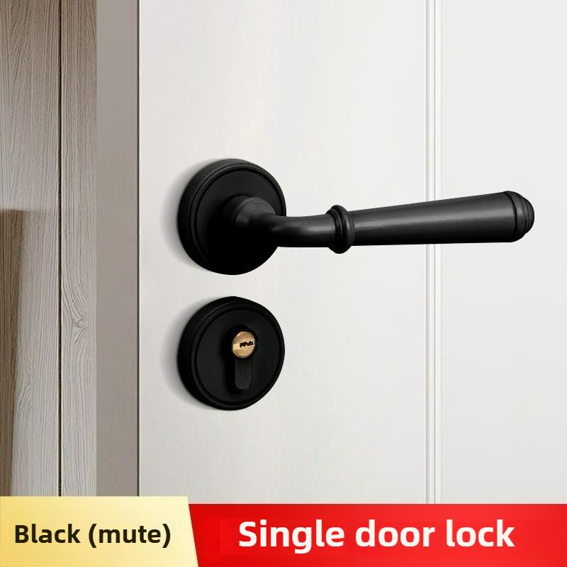 Nordic Style Bedroom Solid Wood Door Silent Handle Split Lock