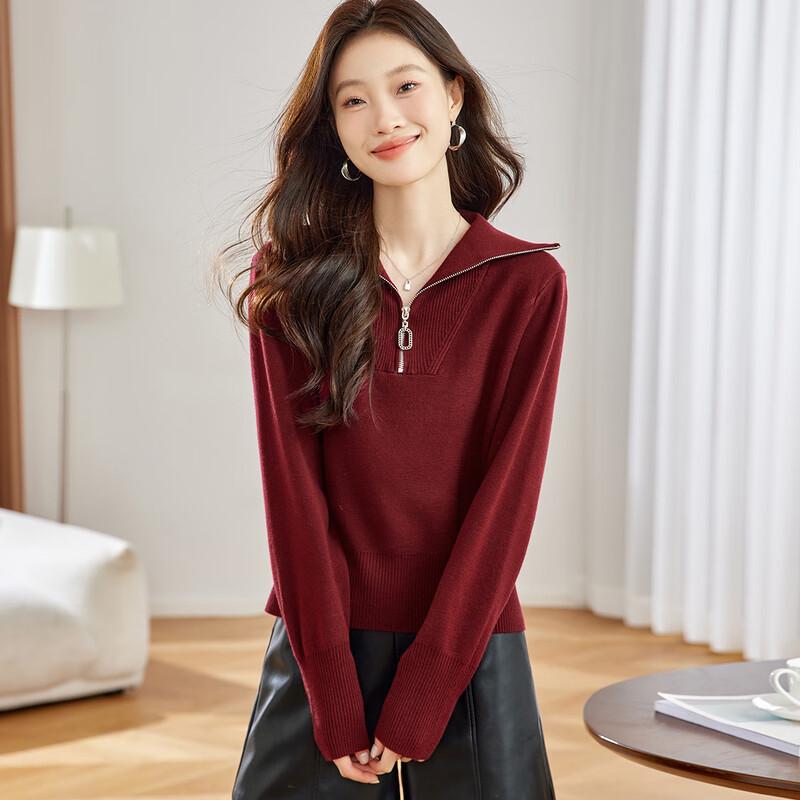 Srcr Women's Wool Blend Short Lapel Knit Sweater