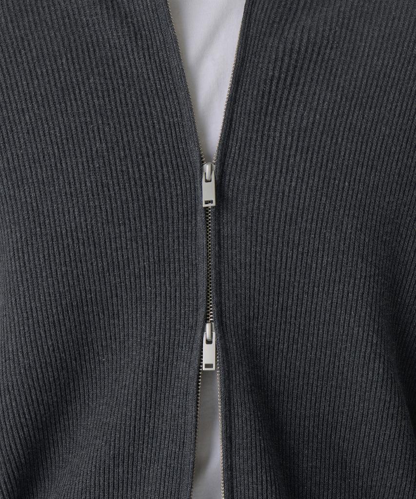 MUSINSA STANDARD Cotton High-Neck Knit Zip-Up [Medium Gray]