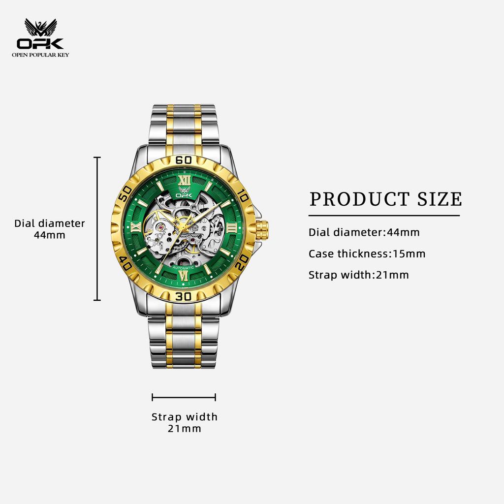 OPK Brand New Automatic Mechanical Men's Watch with Skeleton Dial and Luminescent Waterproof Design 8199