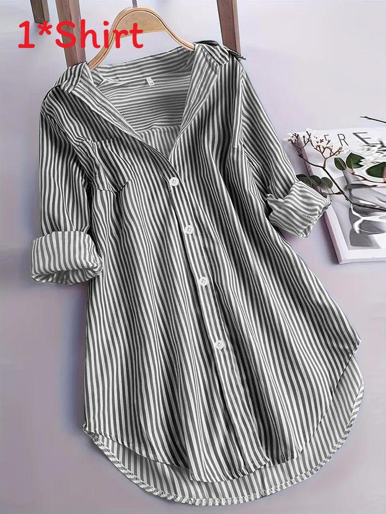 Classic Striped Shirt With Stretch Fabric For Casual And Office Wear