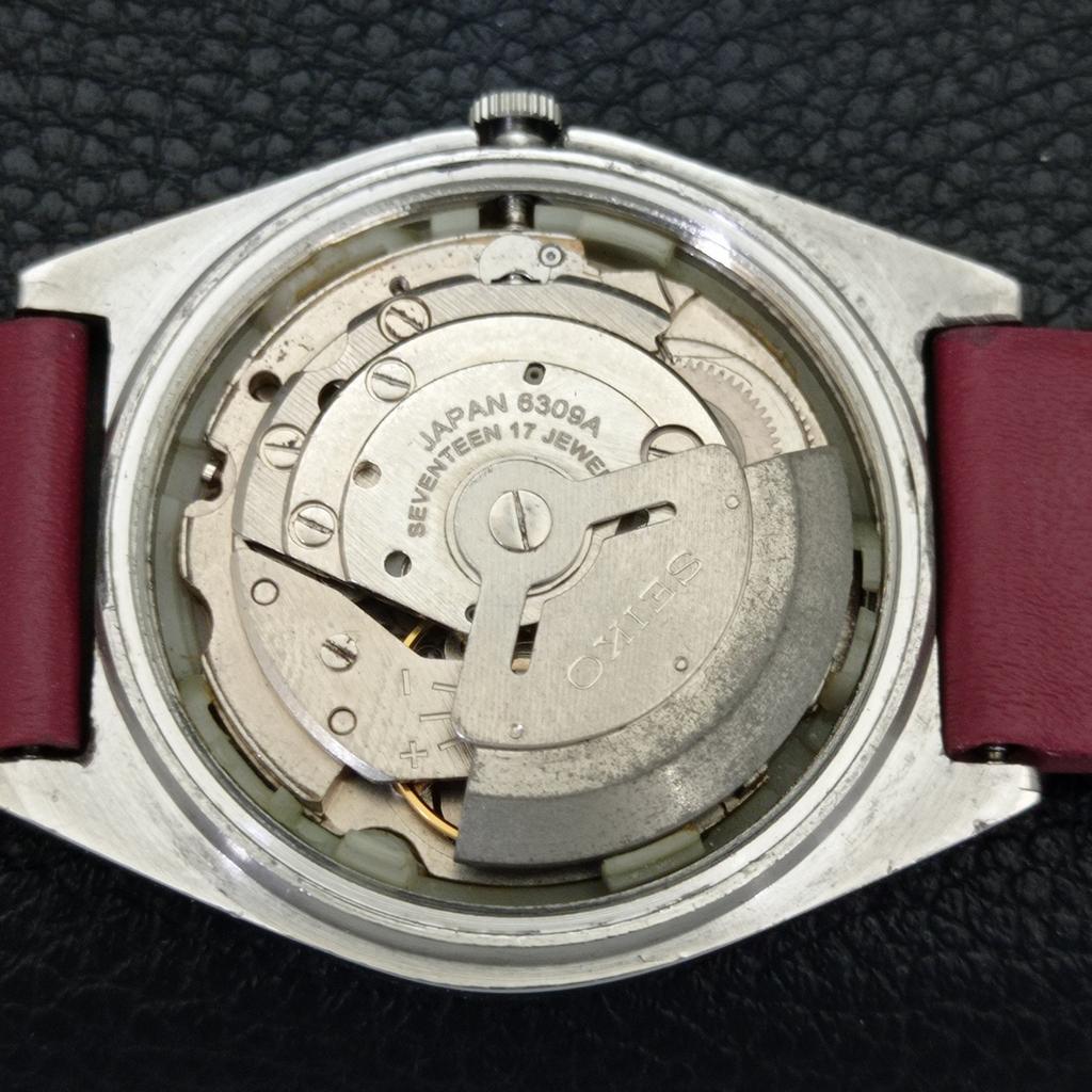 AUTOMATIC 6309A VINTAGE SEIKO 5 JAPAN MENS RED COLOR DIAL WATCH A701652-5 R206c-a701652
