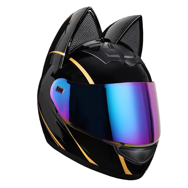 Motorcycle helmets men's and women's winter warm full helmets personalized cat ears electric vehicle helmets hard hats