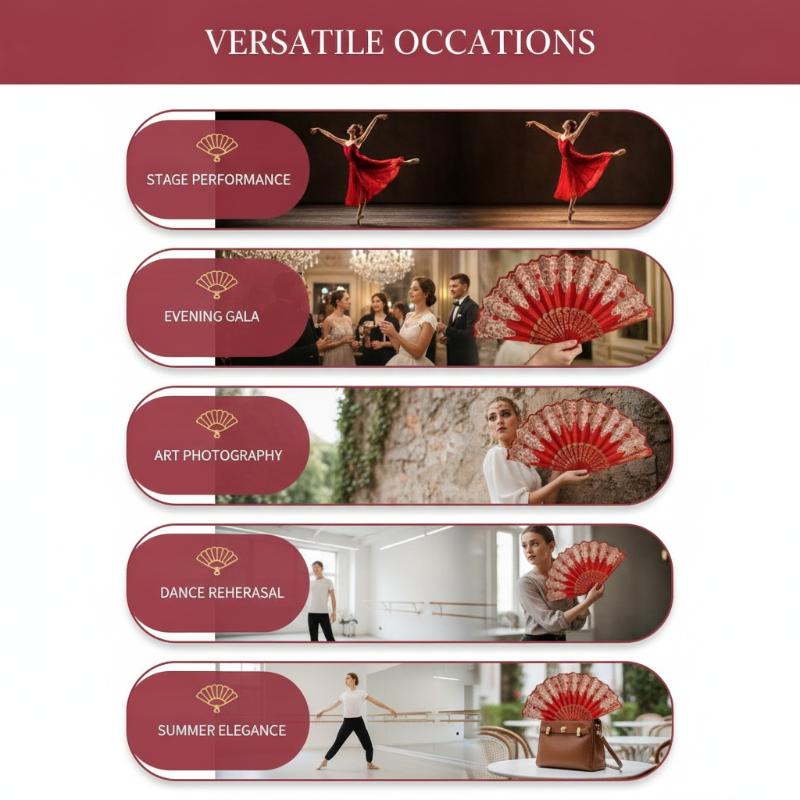 Red Lace Folding Hand Fan Gold Embossed Pattern Elegant Handheld Fan Lightweight Decor Fan For Wedding Party Cosplay Po Props