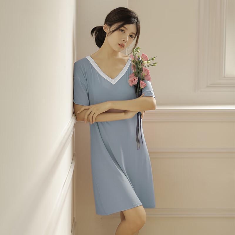 Agentmuse Women s Modal V-Neck Short Sleeve Nightdress S