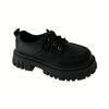 Black thick-soled heightening lace-up small leather shoes for women in autumn and winter 2025, new retro British versatile velvet single