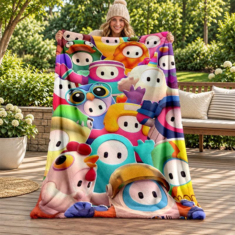 Fall Guys Blanket Flannel Blanket Soft Cozy Plush Throw for Sofa Bed Lightweight Home Decoration Gifts for Christmas Various Holidays