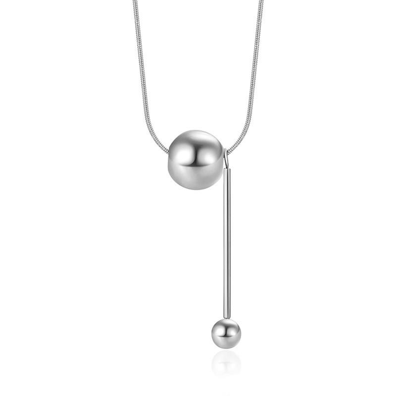 Chic Gold Minimalist Titanium Steel Neck Chain With Unique Round Ball Pendant Design
