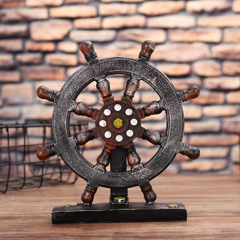 Creative Retro Rudder Compass Model Coffee Shop Window Display Table Props Decorations