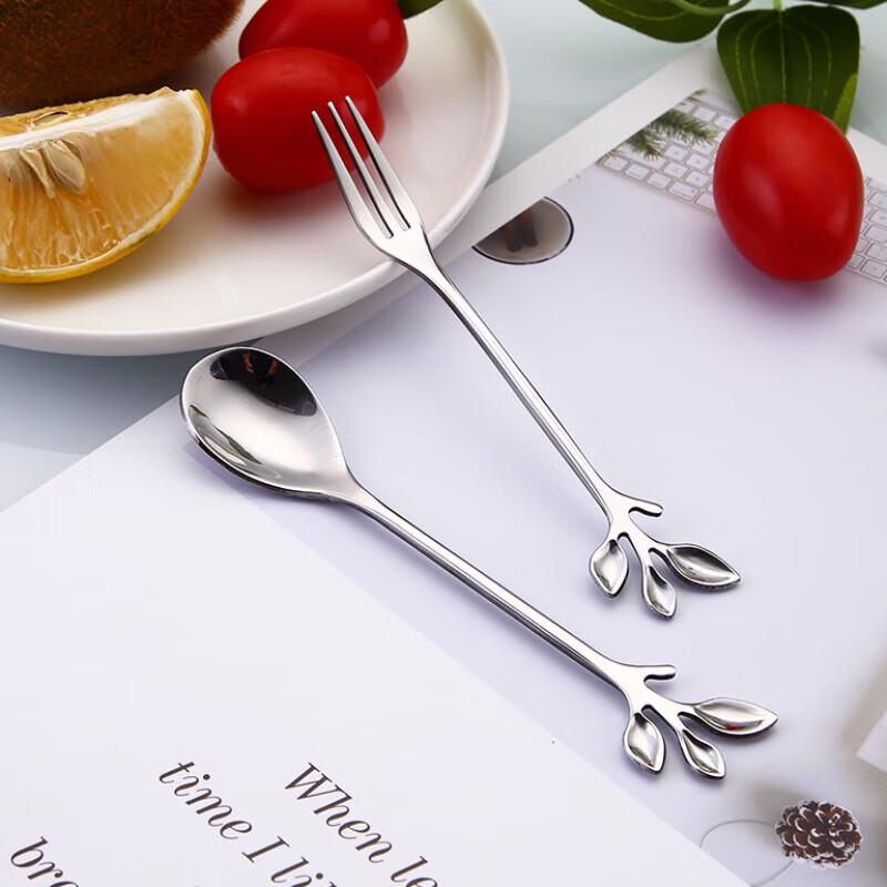 Yuzheng Youpin Branch Dessert Spoon and Fork Set 6 Pairs (6 Spoons, 6 Forks)