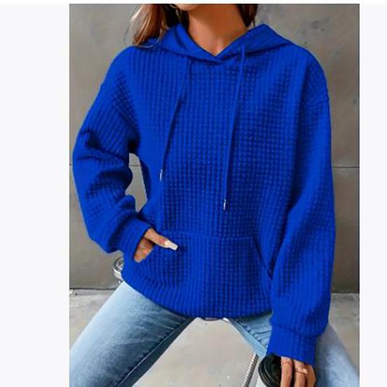 Autumn and Winter In Europe Small Grunge-style Women's Sweater with Round Neck Hood  Long Sleeves Solid Color Women's Blouse