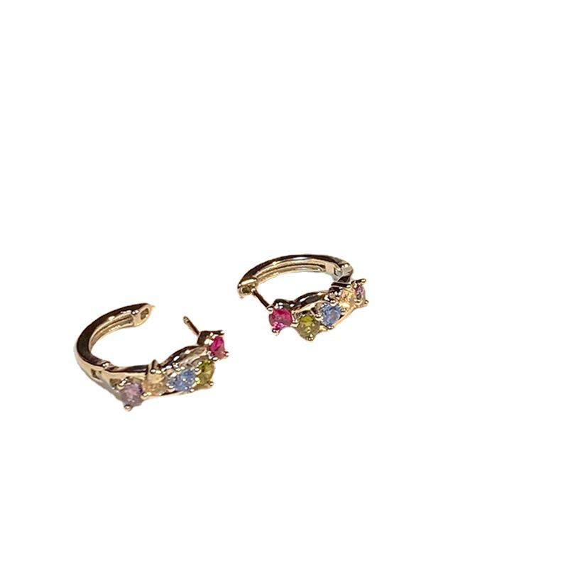 Colorful Rhinestone Ear Cuffs: Niche Simple Style Versatile Earrings for Women