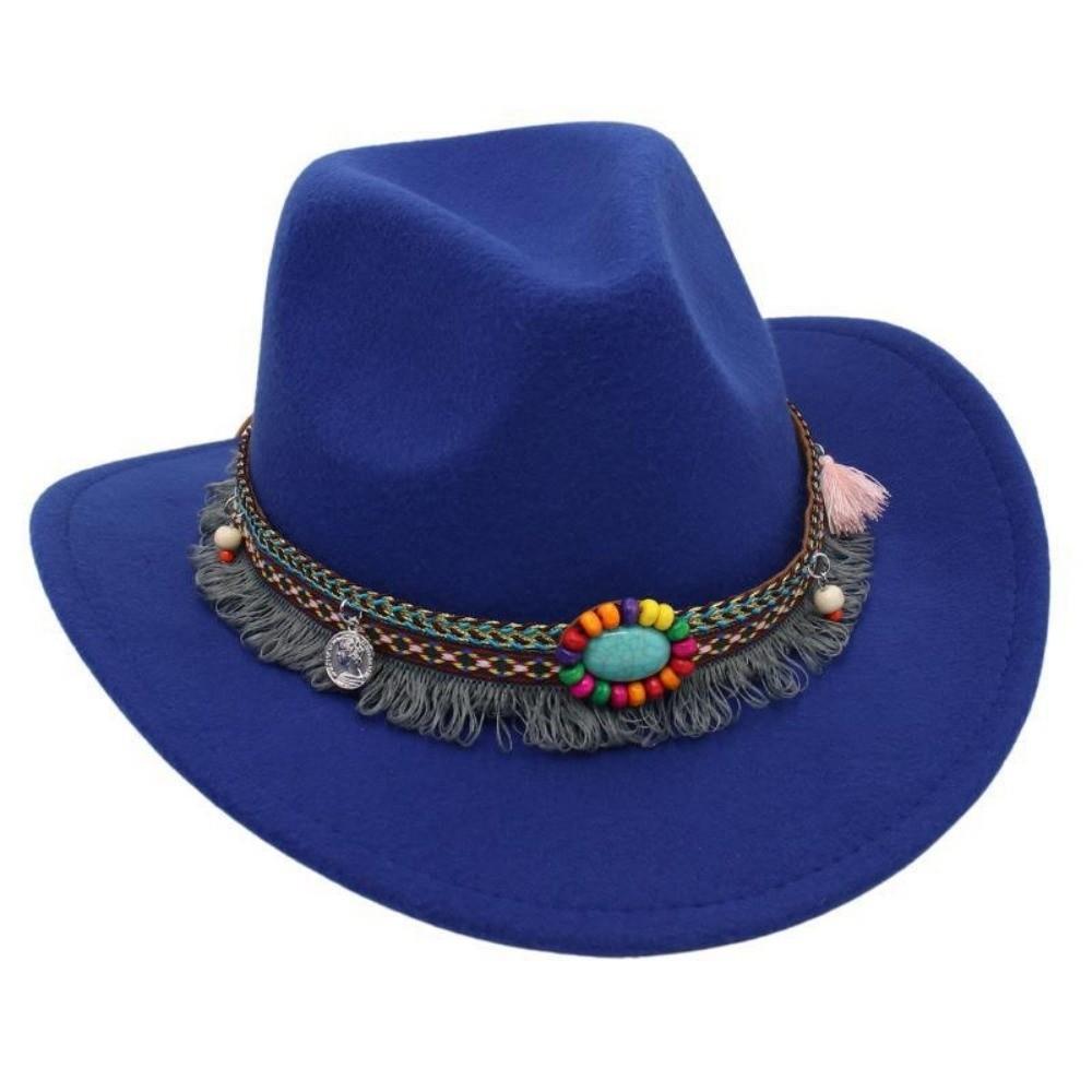 With Tassels Tibetan Style Top Hat Ethnic Style Jazz Fedora Hats  Ox Head Accessories