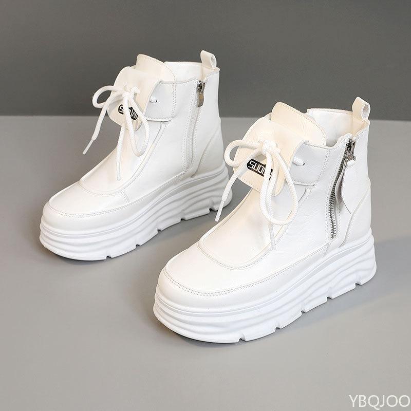 

Весна Осень Высокие Кроссовки на Толстой Подошве с Увеличением Внутренней Высоты Однотонные Простые Удобные Женские Повседневные Кроссовки 41 белый