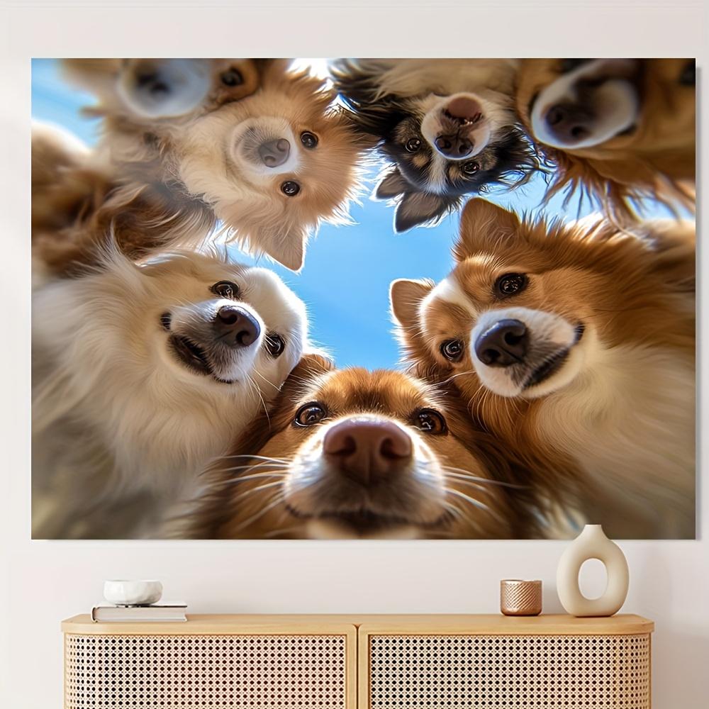 Adorabili Musi di Cane Murale Lavabile in Macchina Tessuto in Poliestere Decorazione per Soggiorno Camera da Letto Cameretta Ufficio Dormitorio