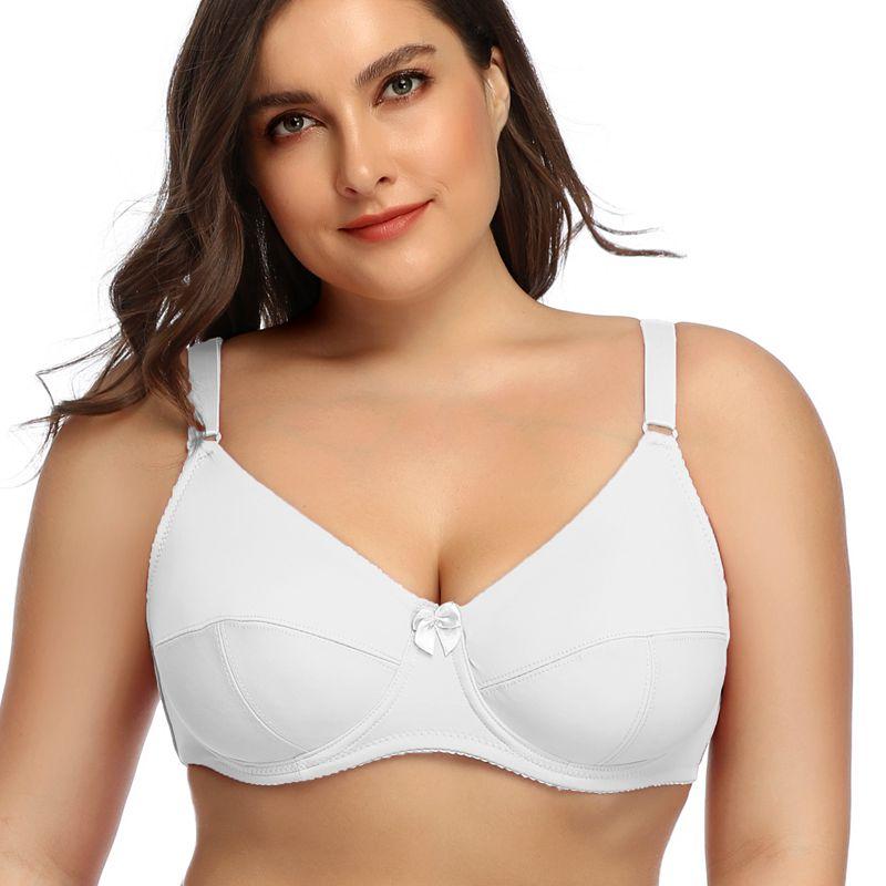 Sutiã plus size com armação para mulheres, lingerie sólida não acolchoada 80D 85D 90D 95D 100D 105D D Cup Cobertura completa sutiã não acolchoado