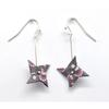 Origami Paper Earrings Pinwheel Pink Grey F.