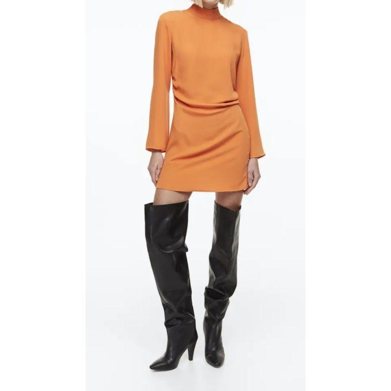 Export Single H Home Stand Collar Pleated Waist Tight Fashion Long Sleeve Spring New Arrival Minimalist French Work Clothing Ladies Dress