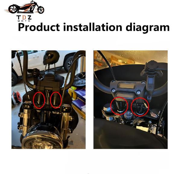 TDZ A Pair Black 2'' Inch Rise Handlebar Risers Extension For Harley 1-1/4'' Handlebars Black Motorcycle Spacers