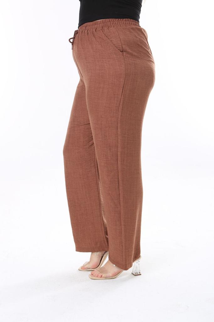 Dámské kalhoty pro větší velikosti, lněné, pohodlný střih, elastický pas, velké velikosti