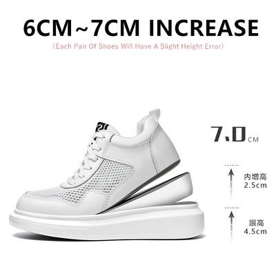 Scarpe Aumenta Altezza Traspiranti con Design Intagliato per Uomo Estate Sneakers Elevator Rialzo Solette 6~7CM Sollevamento Suola Spessa Casual Sport