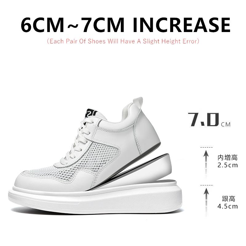 Fashion Hollow Out Breathable Height Increase Shoes for Men Summer Elevator Sneakers Increase Insoles 6~7CM Lift Thick Sole Casual Sport