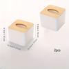 1pc/2pcs-Nordic Style Plastic Tissue Box with Wooden Cover - Paper Box for Restaurants and Rooms - Tissue Storage