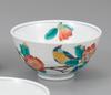 Kutani Ware Iwataya Five-piece Rice Bowl Set with Flower and Bird Motifs AP7-0621