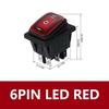 2pcs KCD4 Waterproof Rocker Switch 4 6 Pin Latching 16A 250VAC DPDT ON OFF ON 12V 220V Red Green LED Light Button Switch