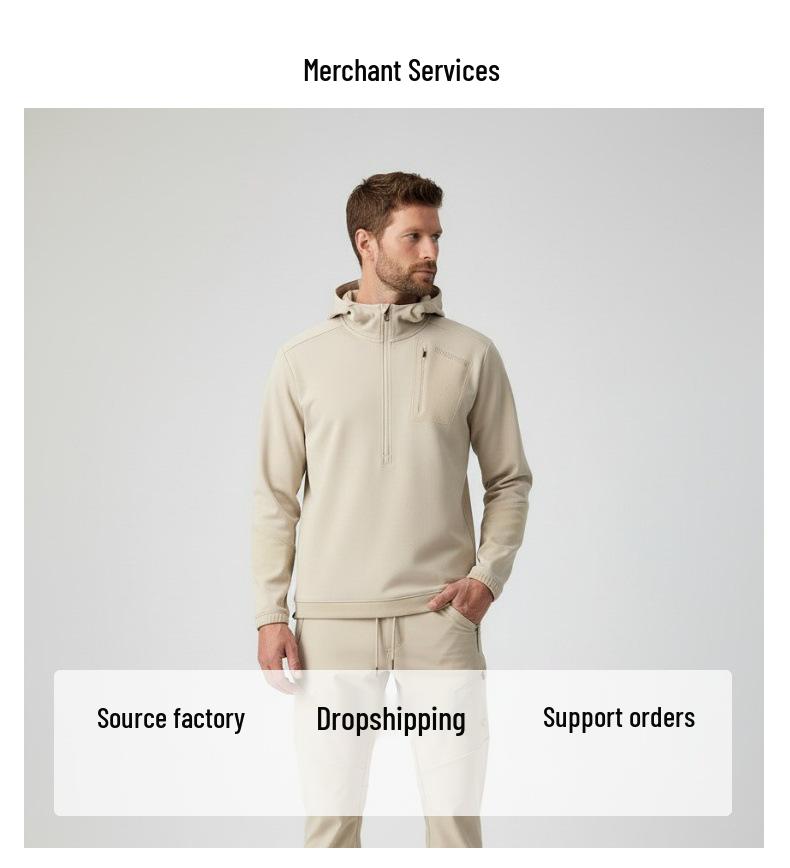 Men's Outdoor Half-Zip Hooded Sweatshirt - APH Series, Long Sleeve for Autumn & Winter Warmth, Bird House Style