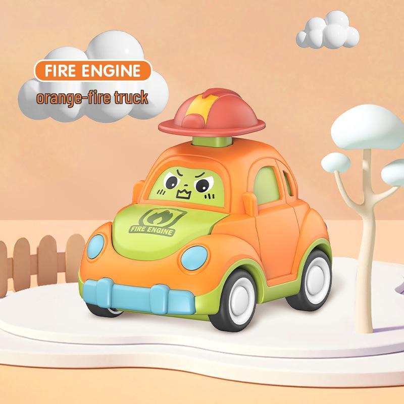 Press-and-Go Pull-Back Cartoon Car with Funny Hat - Inertial Drive Toy for Kids