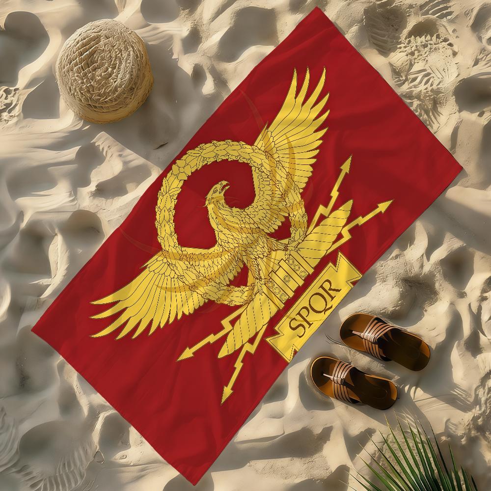 Toalla de Bandera Romana SPQR Suave Ligera Anti-Arena Grande para Playa Secado Rápido Baño Deportes Familia